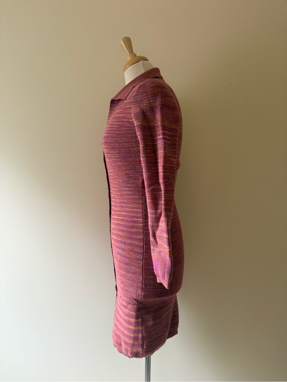 Black Tape Space Dye Ribbed Button Front Sweater Dress Pink Purple Y2K - Picture 4 of 9